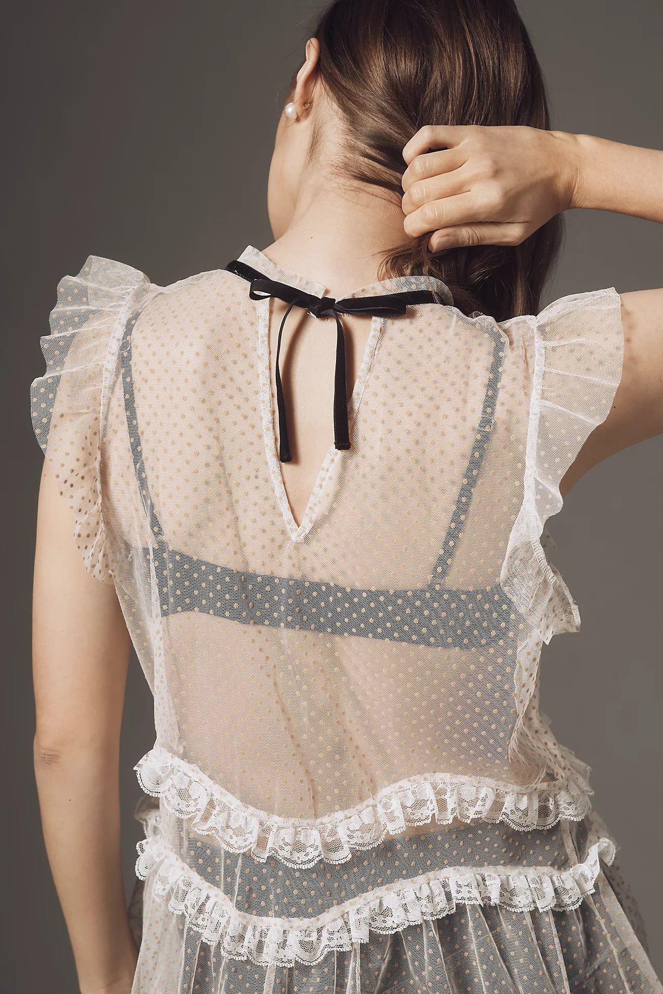 By Anthropologie Sheer Ruffled Tulle Tank