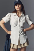 Load image into Gallery viewer, Maeve French-Cuffed Short-Sleeve Buttondown Blouse
