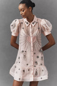 Load image into Gallery viewer, Maeve Short-Sleeve Embellished Mini Shirt Dress
