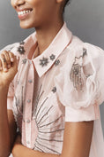 Load image into Gallery viewer, Maeve Short-Sleeve Embellished Mini Shirt Dress
