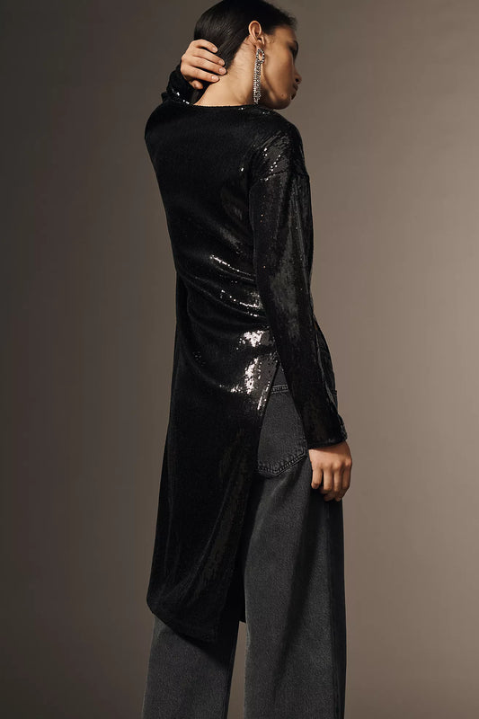 By Anthropologie Long-Sleeve Sequin Tunic