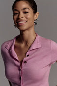 Load image into Gallery viewer, Pilcro Merino Wool Mock-Neck Short-Sleeve Cardigan Sweater
