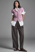 Load image into Gallery viewer, Pilcro Merino Wool Mock-Neck Short-Sleeve Cardigan Sweater
