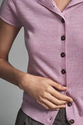 Load image into Gallery viewer, Pilcro Merino Wool Mock-Neck Short-Sleeve Cardigan Sweater
