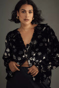 Load image into Gallery viewer, The Keira Collared Button-Front Blouse by Pilcro: Long-Sleeve Velvet Edition
