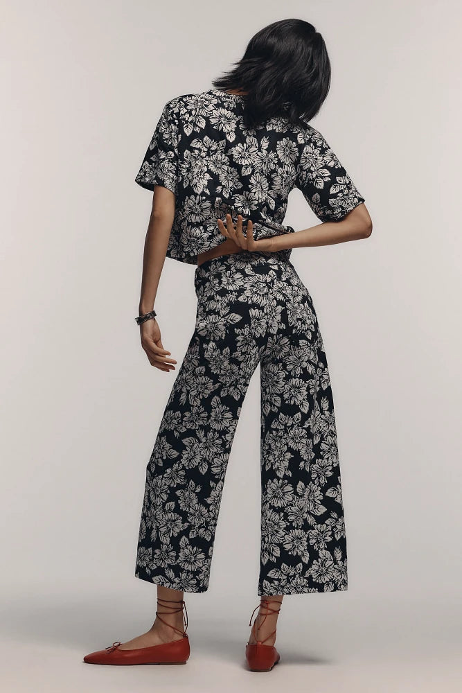 The Ettie High-Rise Crop Wide-Leg Pants by Maeve: Knit Edition