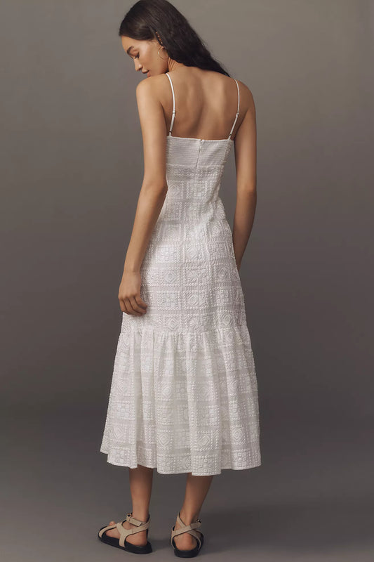 Endless Rose Embroidered Patchwork Midi Dress