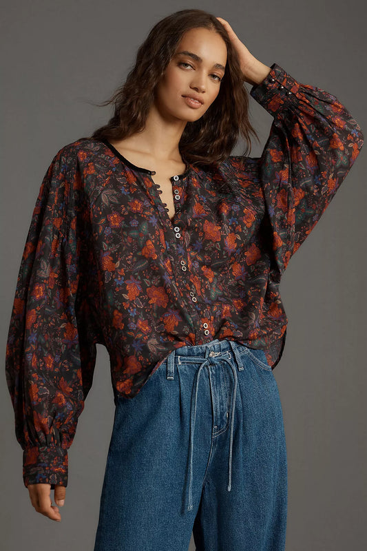 The Sidney Batwing Blouse: Button Loop Edition by Pilcro-EUC