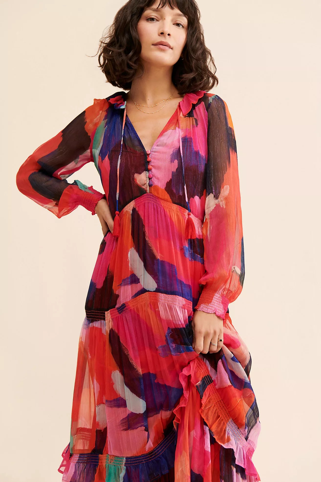 The Marais Printed Tiered Maxi Dress