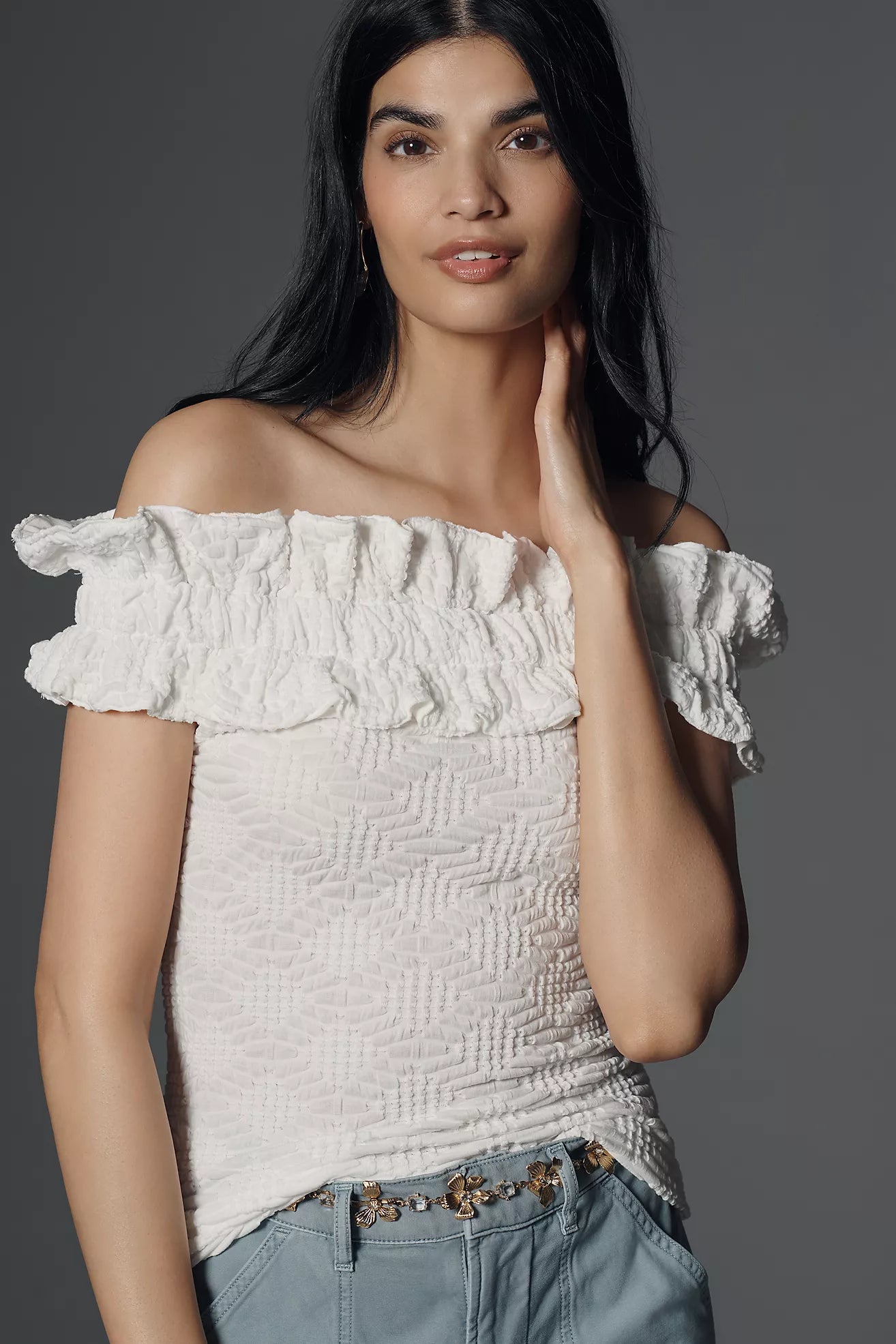 Maeve Off-The-Shoulder Ruffle Top