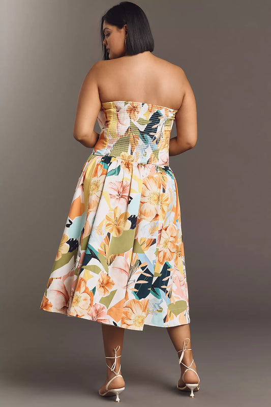 By Anthropologie Drop-Waist Midi Dress