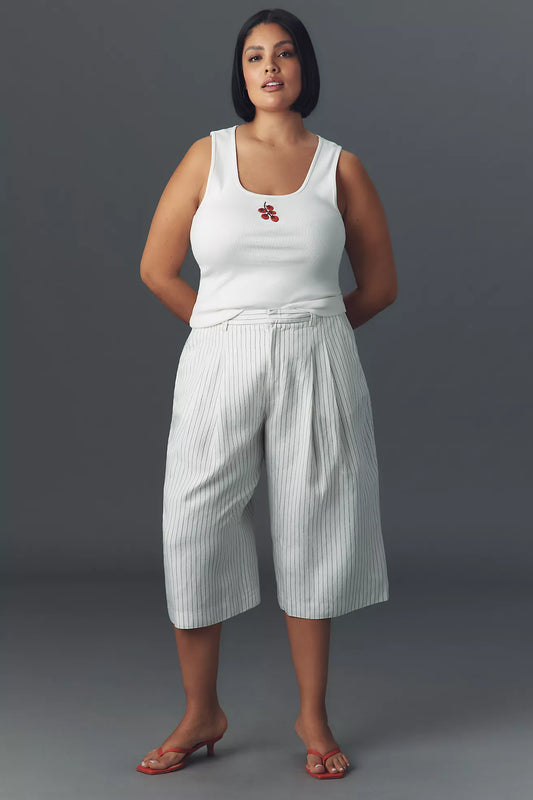 The Avery Pleated Wide-Leg Trousers by Maeve: Linen Culotte Edition
