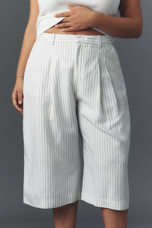 The Avery Pleated Wide-Leg Trousers by Maeve: Linen Culotte Edition