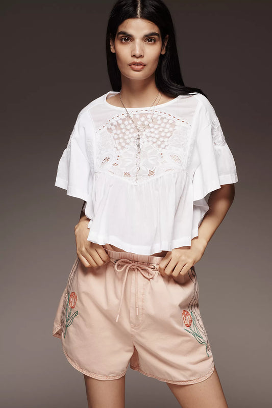Pilcro Embroidered Woven Shorts
