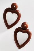 Load image into Gallery viewer, Wood Open Heart Earrings
