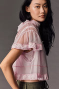 Load image into Gallery viewer, By Anthropologie Short-Sleeve Mesh Lace Swing Blouse
