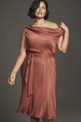 Load image into Gallery viewer, Maeve Asymmetric Tie-Waist Satin Midi Dress
