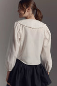 Load image into Gallery viewer, Maeve Long-Sleeve Collared Ruffle-Front Blouse
