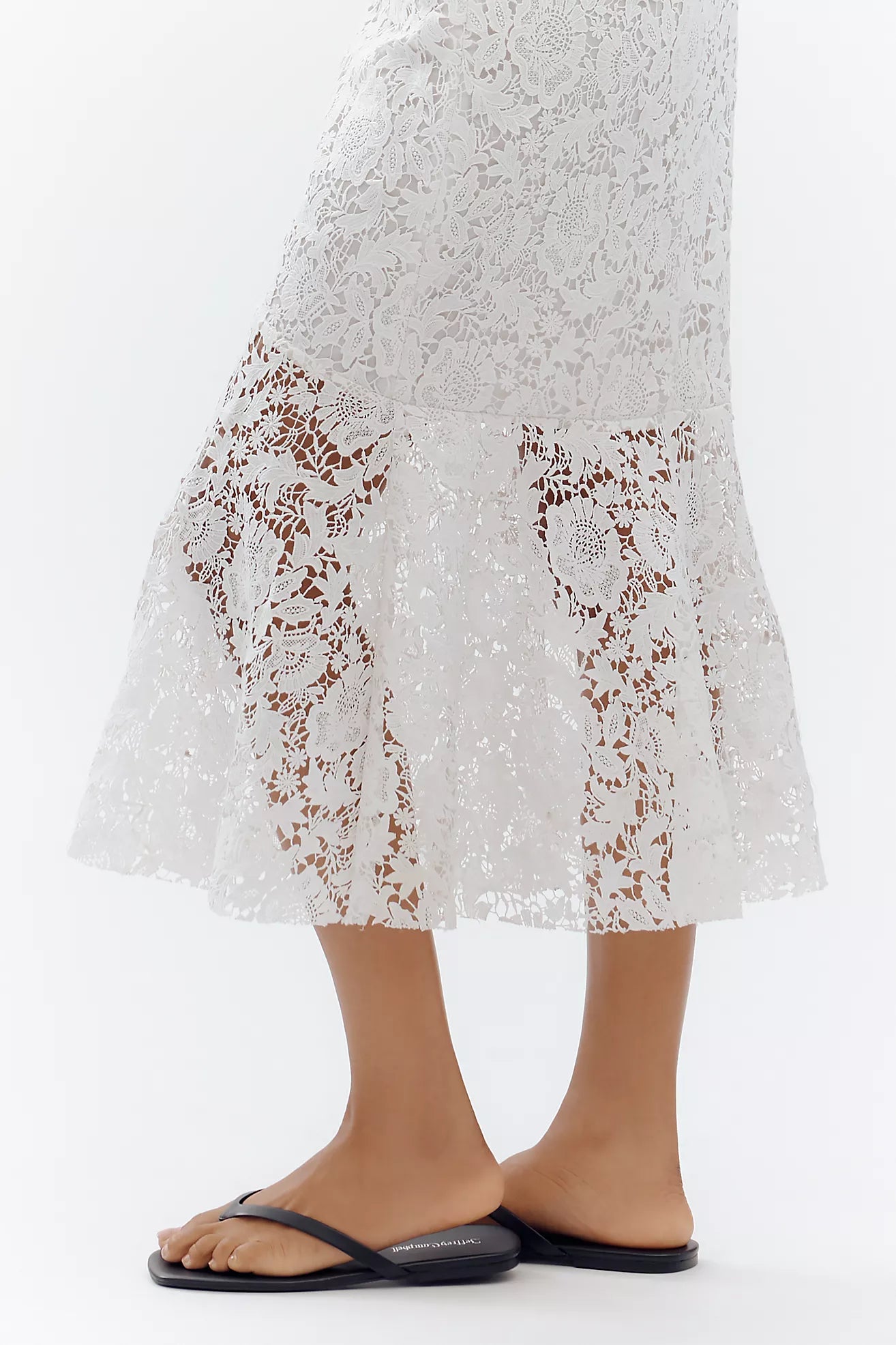 Avec Les Filles Flared Lace Midi Skirt