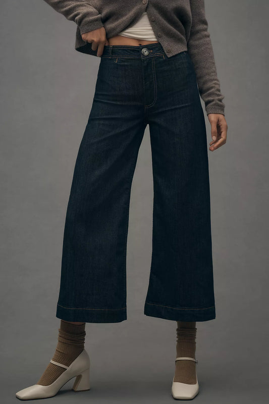The Ettie High-Rise Crop Wide-Leg Jeans by Maeve