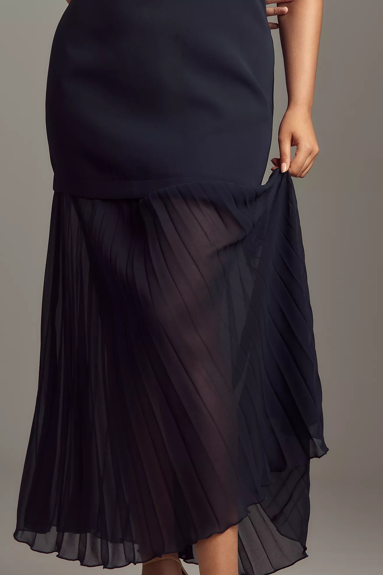 By Anthropologie Strapless Twofer Pleated Midi Dress