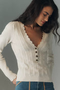 Load image into Gallery viewer, By Anthropologie Scallop V-Neck Pointelle Sweater
