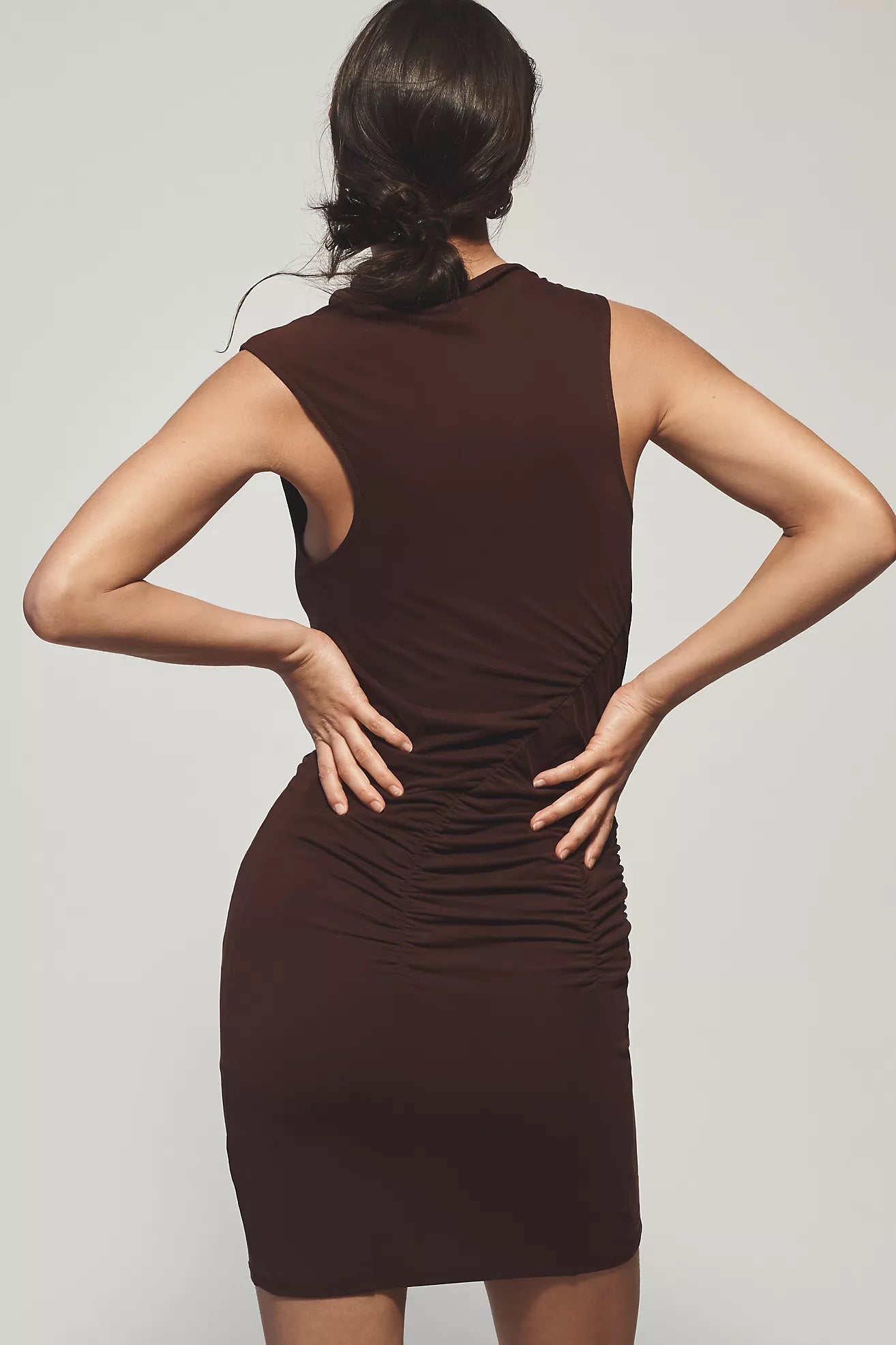 By Anthropologie Ruched Mock-Neck Knit Dress - Cocoa Plum, 3X By Anthropologie Ruched Mock-Neck Knit Dress - Cocoa Plum, 3X