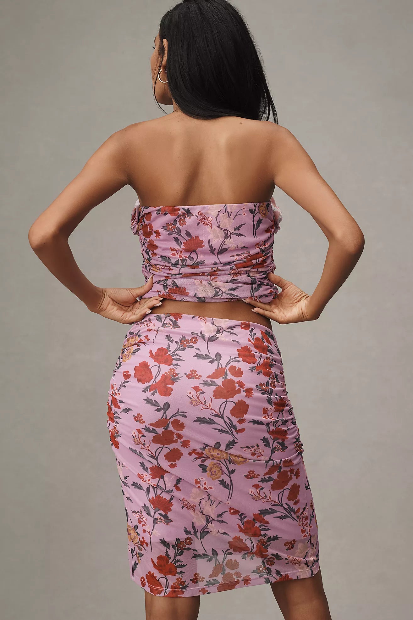 Maeve Printed Mesh Knee-Length Skirt