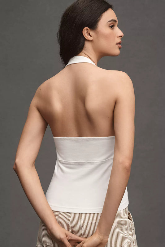 Pilcro Twist-Front Halter-Neck Top