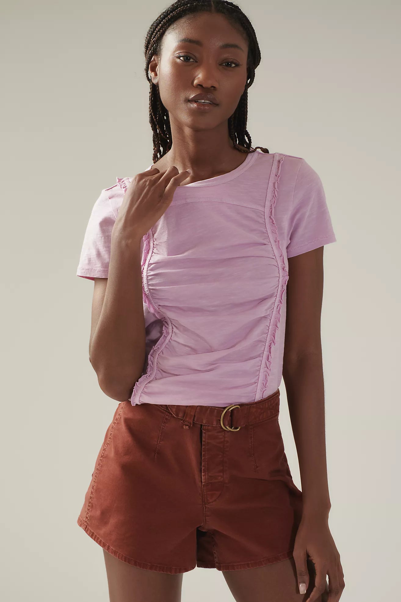 Pilcro Smocked-Front Tee