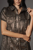 Load image into Gallery viewer, By Anthropologie Short-Sleeve Metallic Brocade Mini Dress
