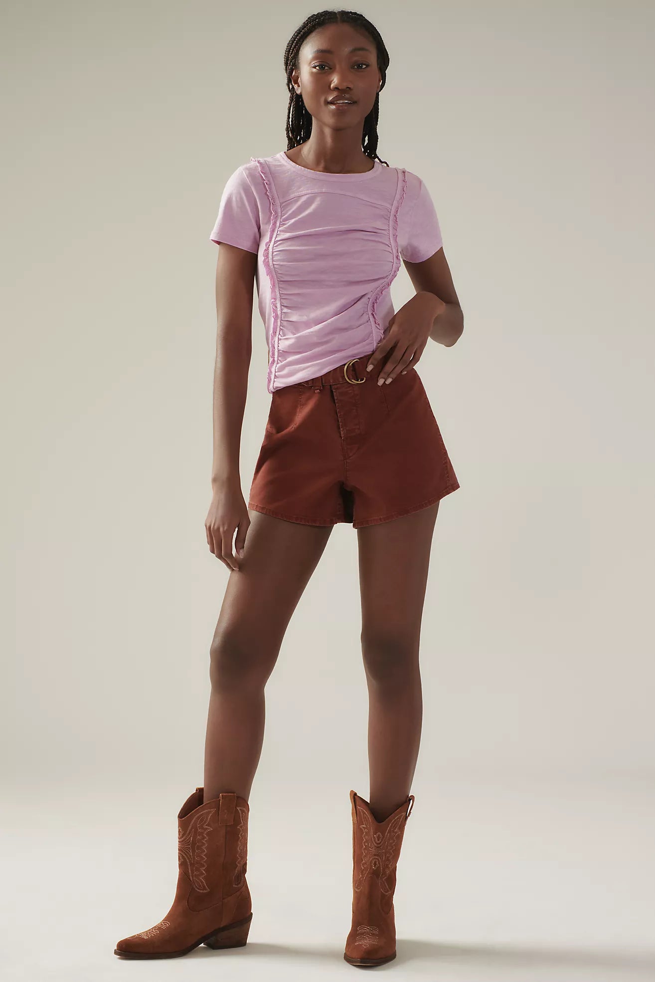 Pilcro Smocked-Front Tee