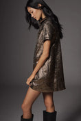 Load image into Gallery viewer, By Anthropologie Short-Sleeve Metallic Brocade Mini Dress
