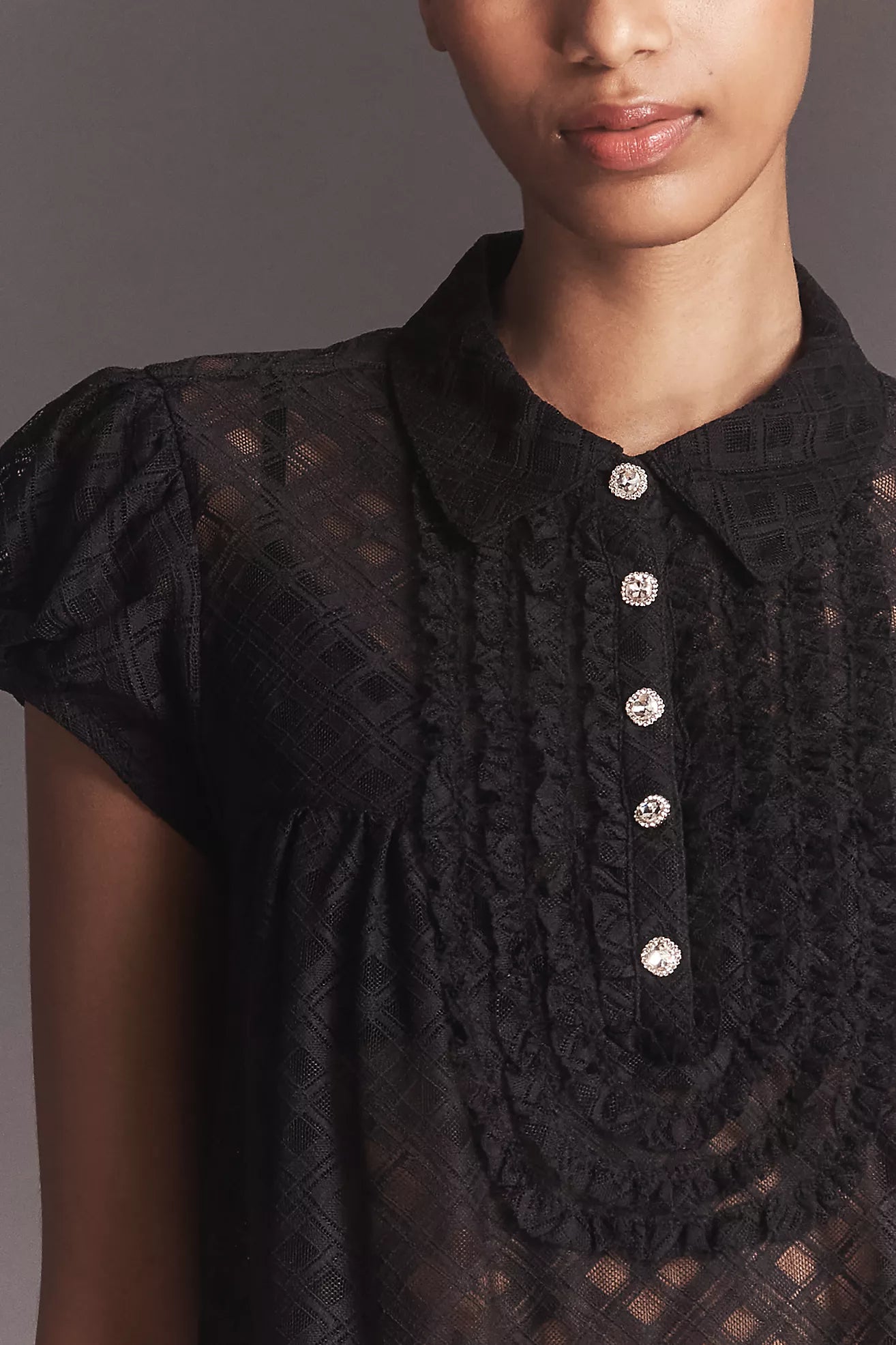 Maeve Puff-Sleeve Cropped Swing Top