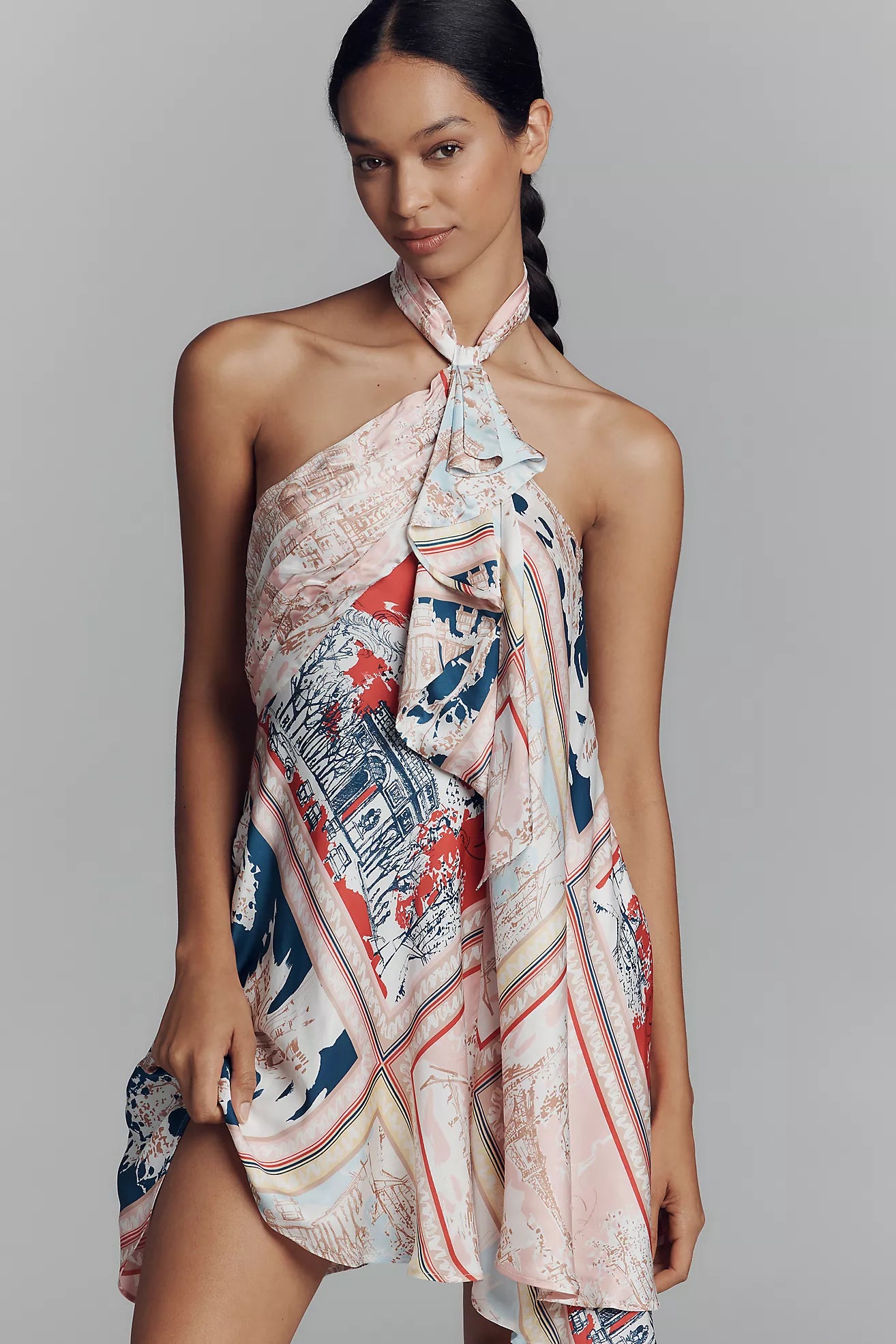 Maeve Halter Scarf Mini Dress