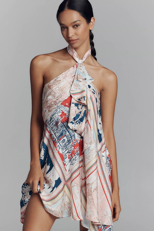 Maeve Halter Scarf Mini Dress