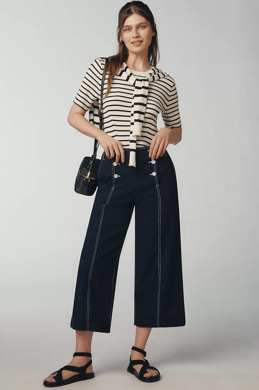 Maeve High-Rise Sailor Crop Barrel Pants
