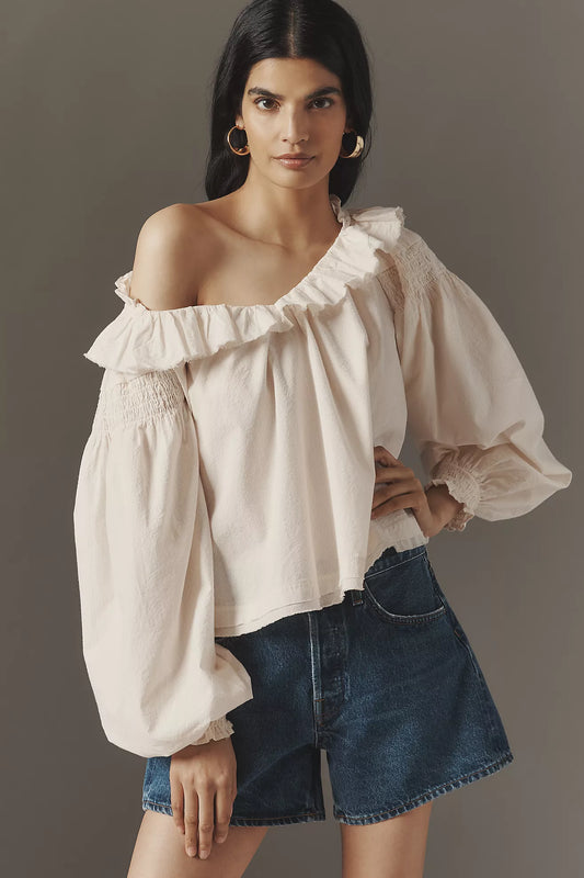 By Anthropologie Ruffled V-Neck Blouse