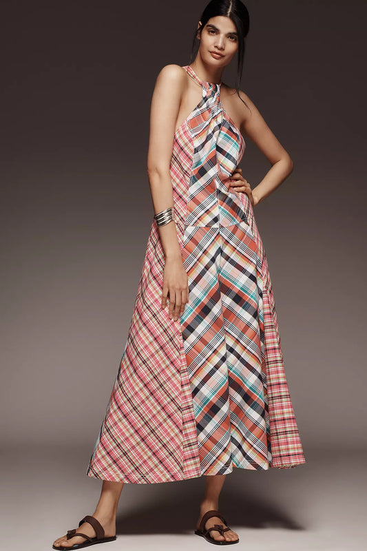 Pilcro Patchwork Halter Midi Dress