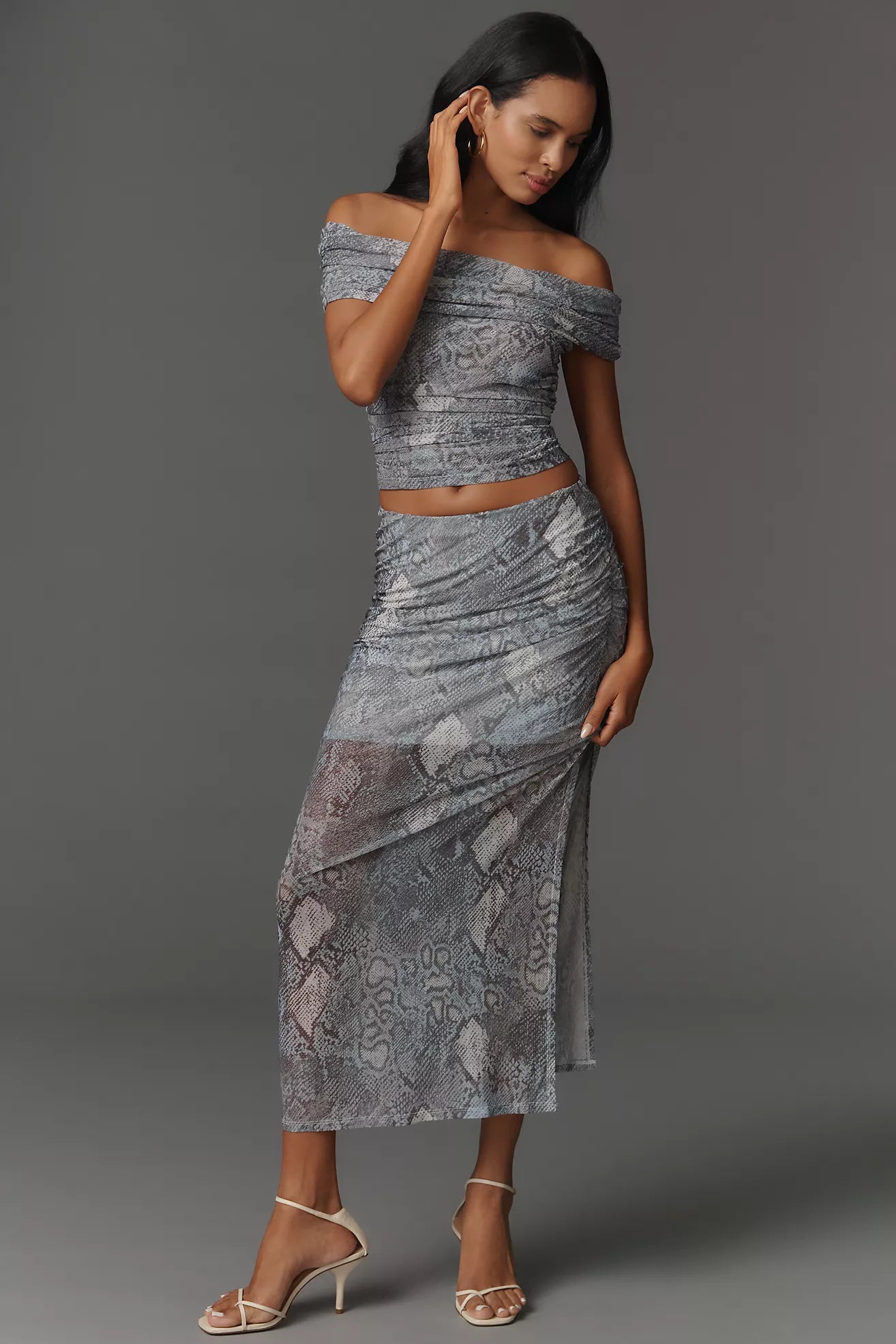 The Aleda Mesh Ruched Maxi Skirt by Maeve