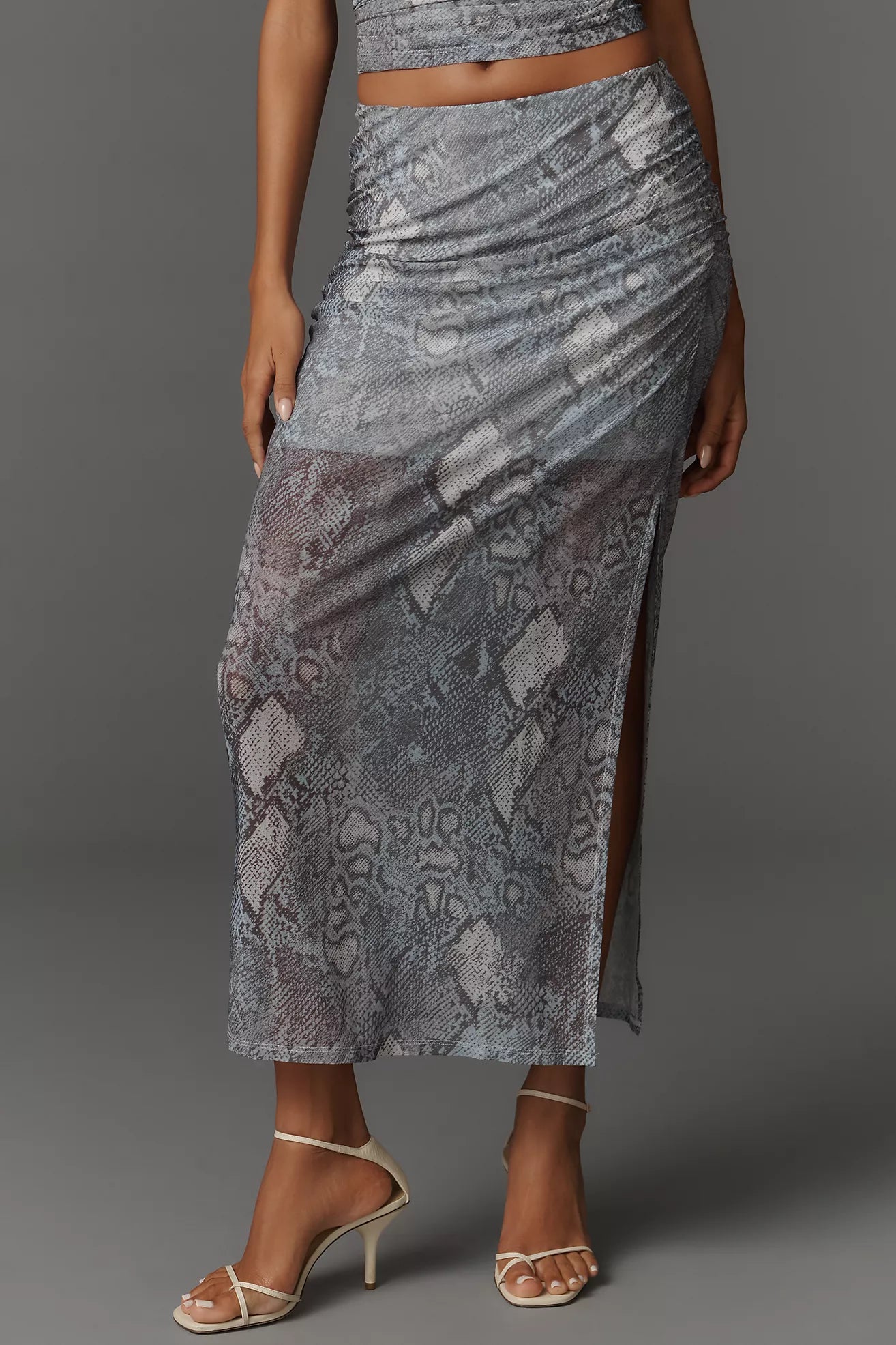 The Aleda Mesh Ruched Maxi Skirt by Maeve