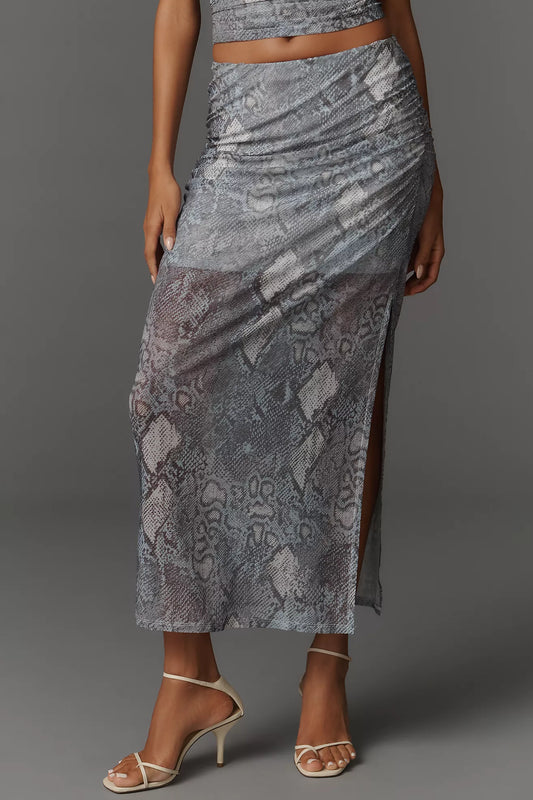 The Aleda Mesh Ruched Maxi Skirt by Maeve
