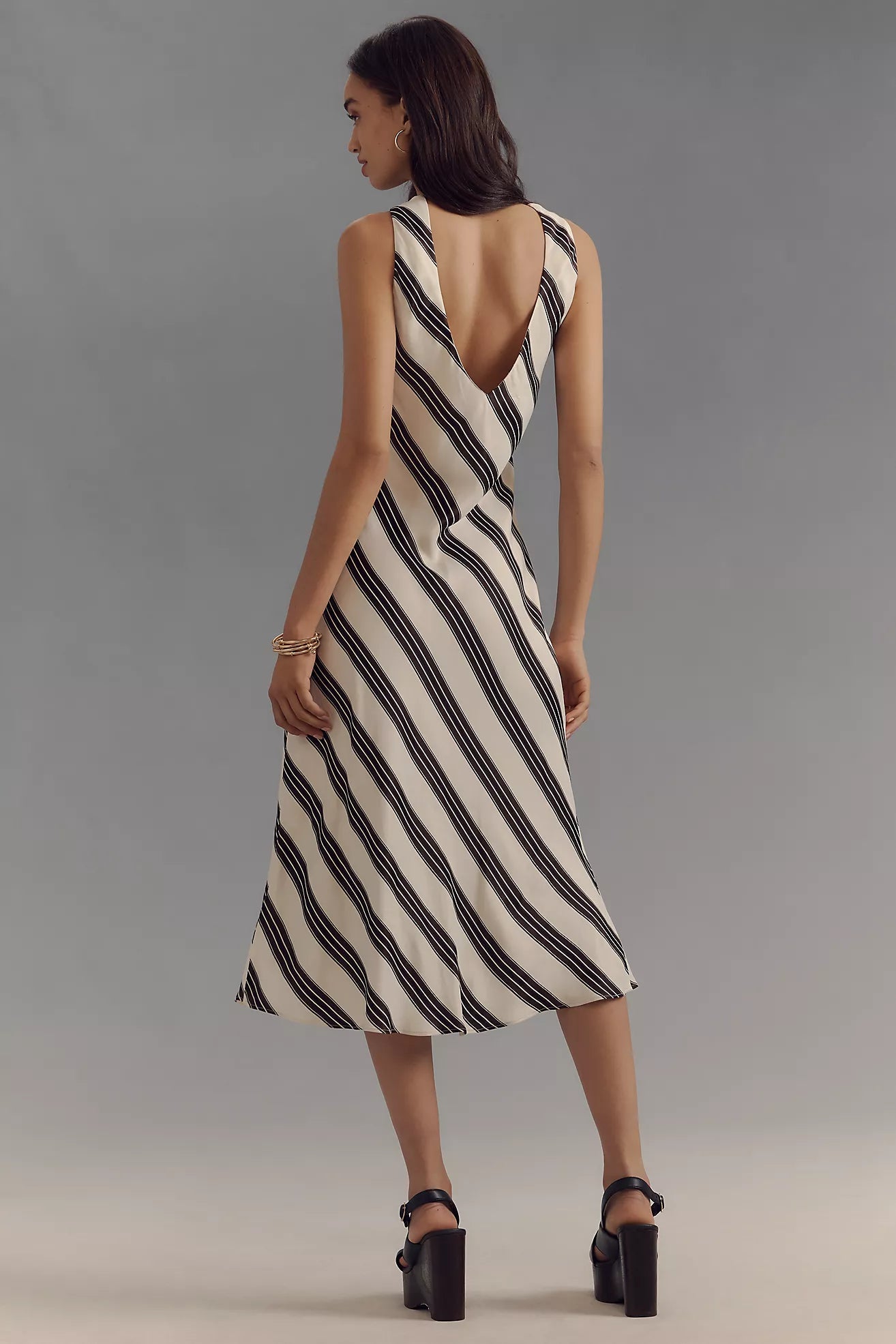 Maeve Slim Satin Midi Slip Dress