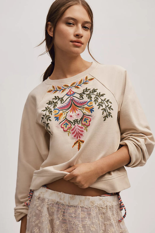 By Anthropologie Embroidered Sweatshirt