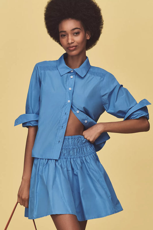 By Anthropologie Smocked Drop-Waist Mini Skirt