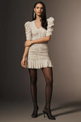 Load image into Gallery viewer, Maeve Puff-Sleeve Ruched Mesh Polka Dot Mini Dress
