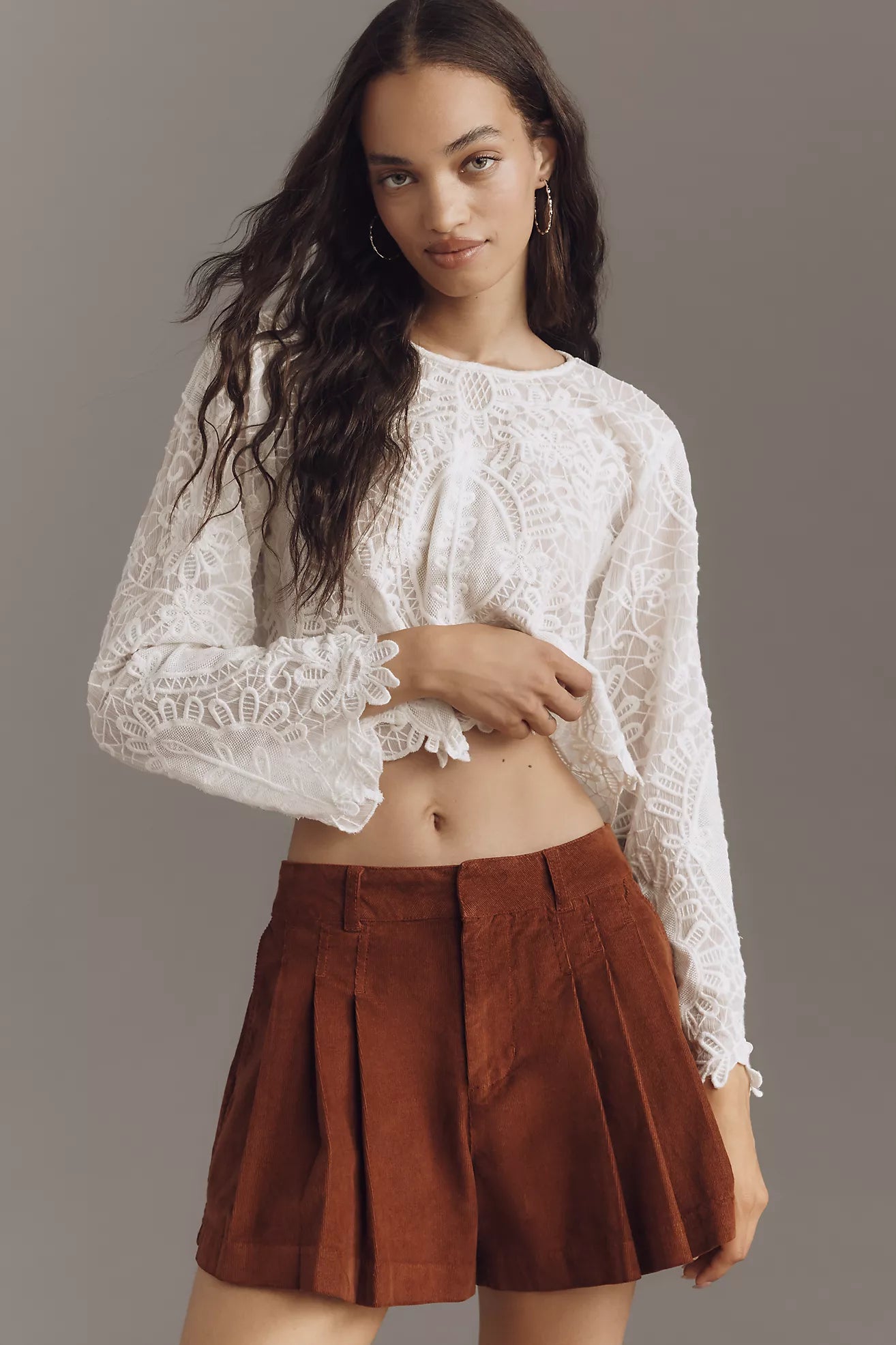 Pilcro Corduroy Pleated Skirty Shorts