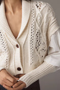 Load image into Gallery viewer, By Anthropologie Balloon-Sleeve Twofer Cable-Knit Cardigan Sweater
