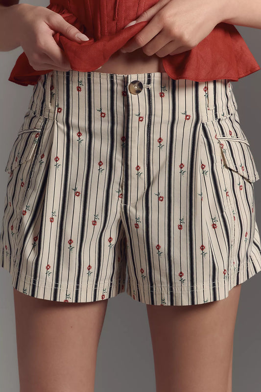 By Anthropologie Pleated Printed Shorts