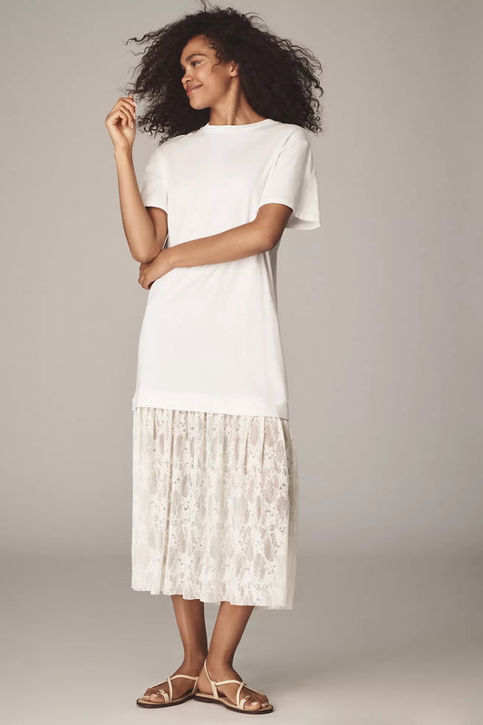 By Anthropologie Twofer Lace T-Shirt Dress
